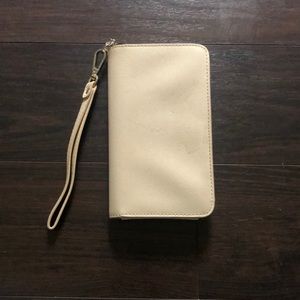 Beige Wallet and Cell Phone Holder